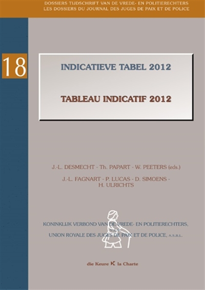 Indicatieve tabel 2012. Tableau indicatif 2012