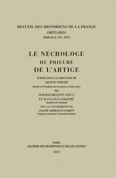 Le nécrologe du prieuré de l'Artige