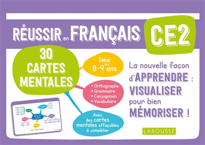 Réussir en français CE2, 8-9 ans : 30 cartes mentales