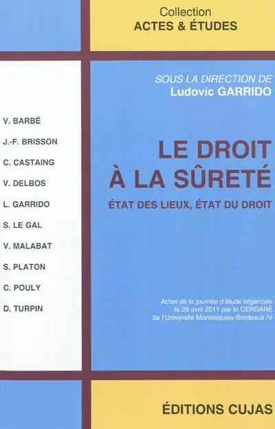 Le droit à la sûreté : état des lieux, état du droit : actes de la journée d'étude, le 29 avril 2011