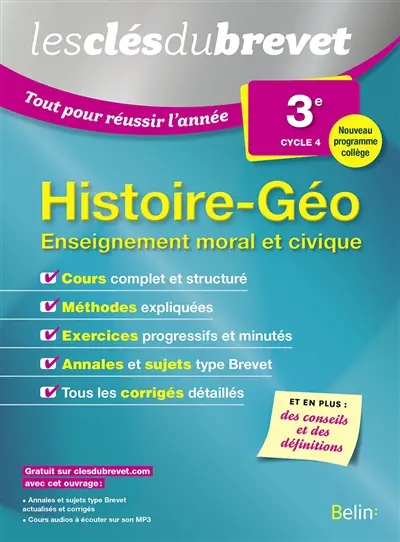Histoire géo, enseignement moral et civique 3e, cycle 4 : nouveau programme collège