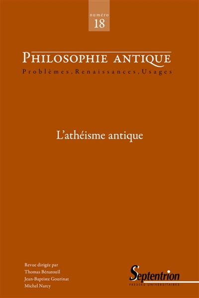 Philosophie antique, n° 18. L'athéisme antique