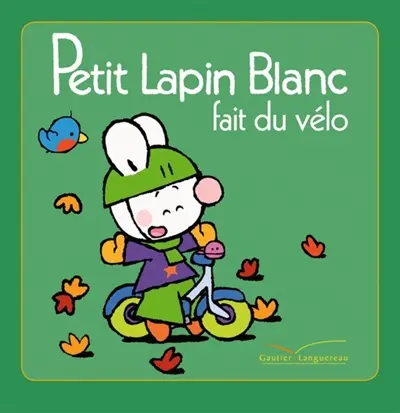 Petit Lapin blanc fait du vélo