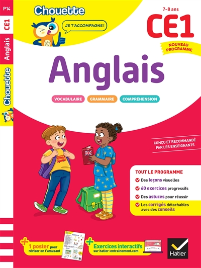Anglais CE1, 7-8 ans : leçons et exercices corrigés : cahier de soutien, nouveau programme