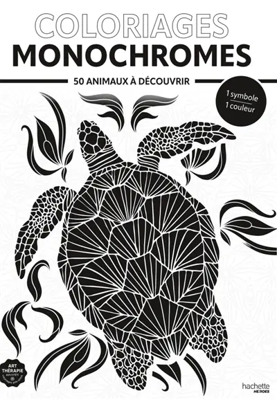 Coloriages monochromes : 50 animaux à découvrir