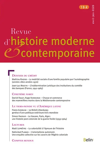 Revue d'histoire moderne et contemporaine, n° 73-2 Revue d'histoire moderne et contemporaine, n° 73-2