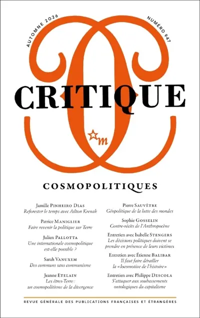 Critique, n° 947. Cosmopolitiques