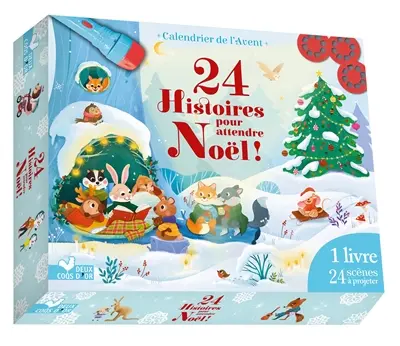 24 histoires pour attendre Noël ! : calendrier de l'Avent : 1 livre, 24 scènes à projeter