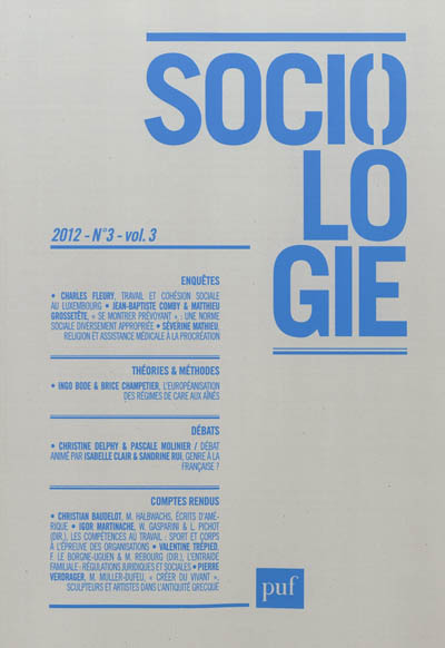 Sociologie, n° 3 (2012)