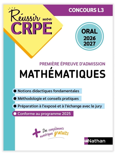 Mathématiques, épreuve de leçon : oral 2026-2027 : concours L3