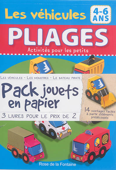 Pack jouets en papier, les véhicules : 3 livres pour le prix de 2 : 14 montages faciles à partir d'éléments prédécoupés