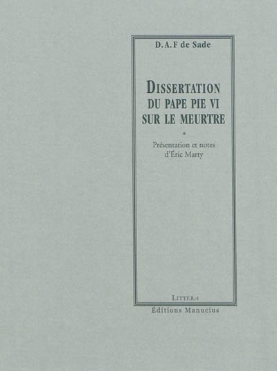 Dissertation du pape Pie VI sur le meurtre