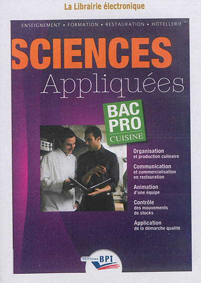 Sciences appliquées, bac pro cuisine