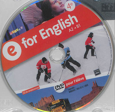 E for English 4e, A2-B1 : DVD-ROM pour l'élève, CD de remplacement