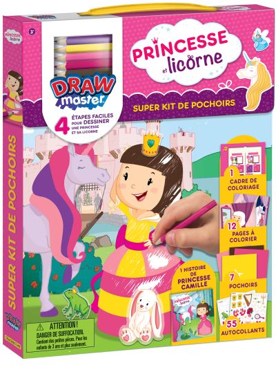 Drawmaster Princesse et Licorne : super kit de pochoirs : 4 étapes faciles pour dessiner tes héros