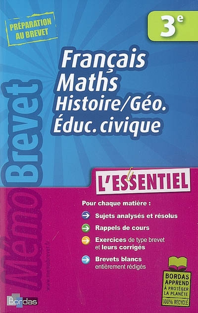 Français, maths, histoire-géo, éducation civique 3e