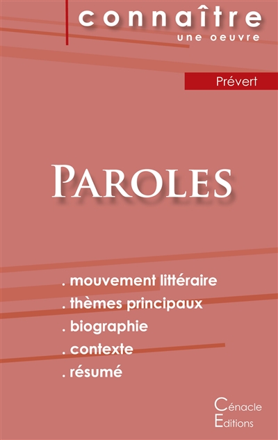 Fiche de lecture Paroles de...
