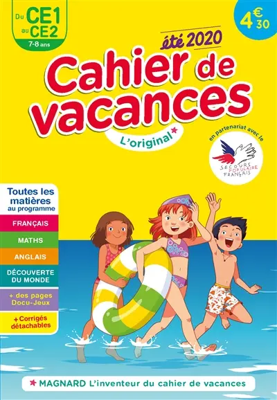 Cahier de vacances du CE1 au CE2, 7-8 ans : toutes les matières au programme : été 2020