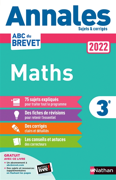 Maths 3e : annales 2022