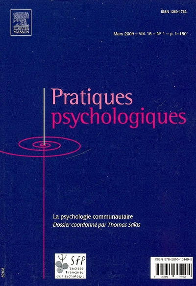Pratiques psychologiques, n° 15-1. La psychologie communautaire