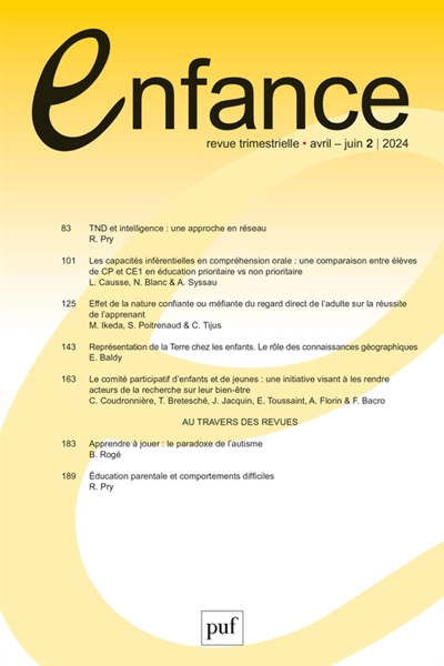 Enfance, n° 2 (2024)