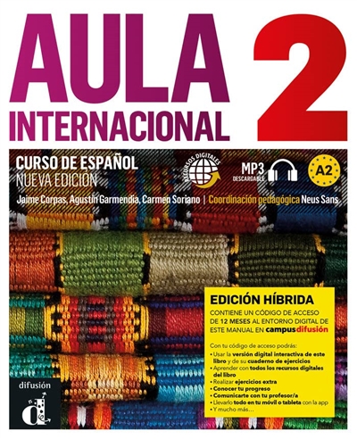 Aula internacional 2 : curso de espanol, A2 : recursos digitales, MP3 descargable, edicion hibrida