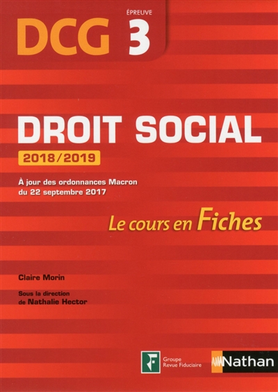 Droit social, DCG, épreuve 3 : le cours en fiches : 2018-2019