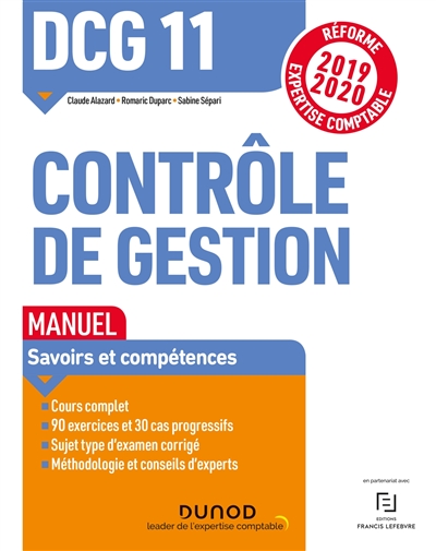 DCG 11, contrôle de gestion : manuel : réforme expertise comptable 2019-2020