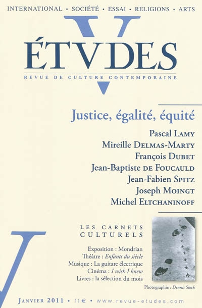 Etudes, n° 1 (2011). Justice, égalité, équité