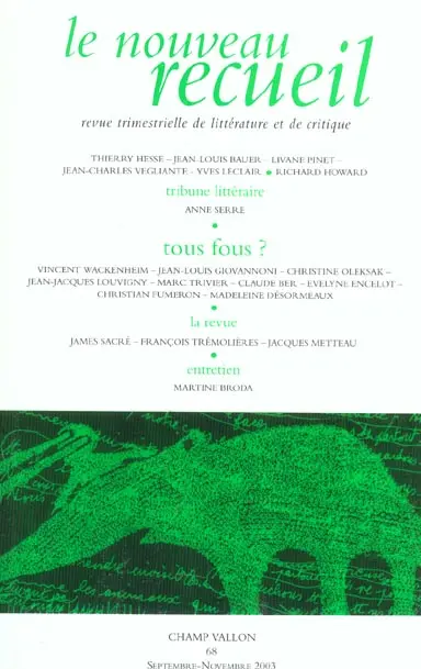 Nouveau recueil (Le), n° 68. Tous fous ?