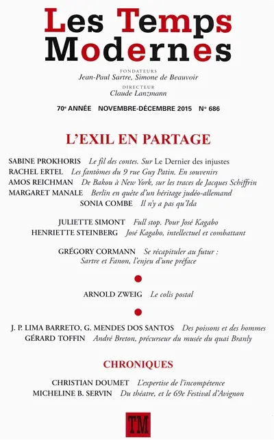 Temps modernes (Les), n° 686. L'exil en partage
