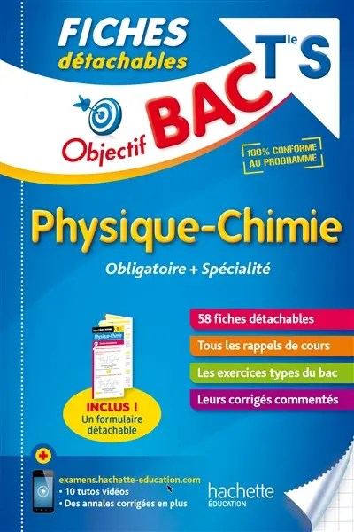 Physique chimie  terminale S : obligatoire + spécialité : 58 fiches détachables