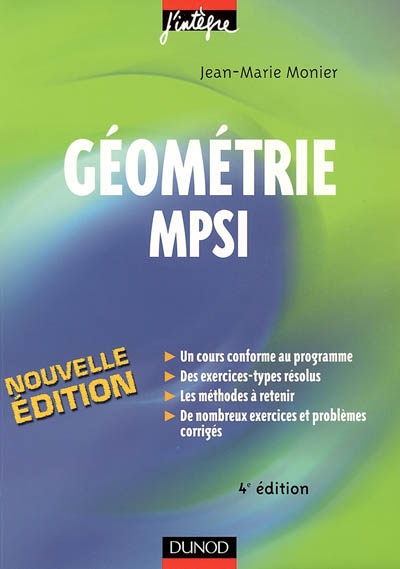Géométrie MPSI : cours, méthodes et exercices corrigés
