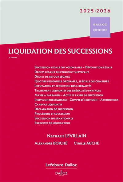 Liquidation des successions...