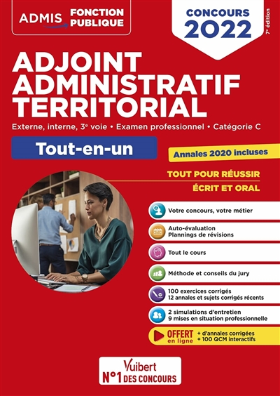 Adjoint administratif territorial : externe, interne, 3e voie, examen professionnel, catégorie C : tout-en-un, concours 2022
