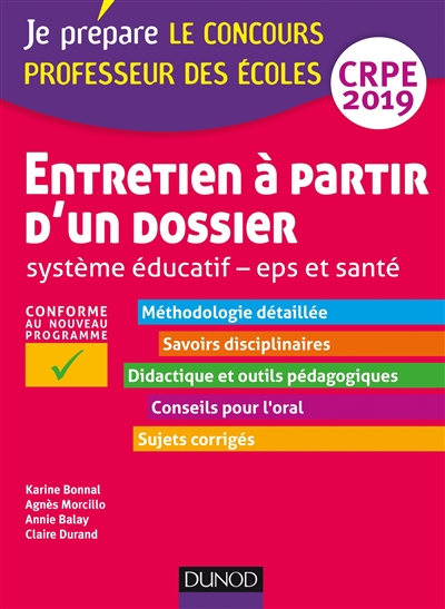 Entretien à partir d'un dossier : système éducatif, EPS et santé, CRPE 2019