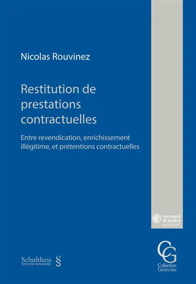 Restitution de prestations contractuelles : entre revendication, enrichissement illégitime, et prétentions contractuelles Restitution de prestations contractuelles : entre revendication, enrichissement illégitime, et prétentions contractuelles