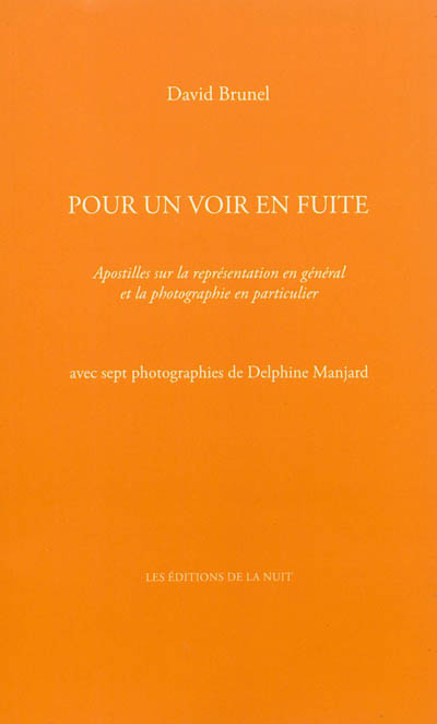 Pour un voir en fuite : apostilles sur la représentation en général et la photographie en particulier : avec sept photographies de Delphine Manjard
