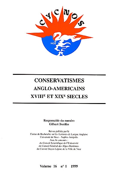 Cycnos, n° 16-1. Conservatismes anglo-américains, XVIIIe et XIXe siècles