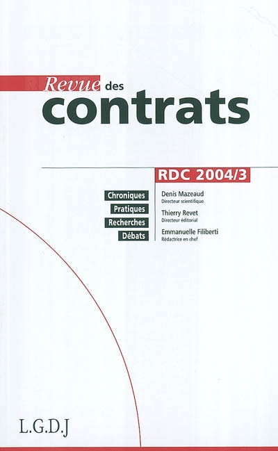 Revue des contrats, n° 3 (2004)