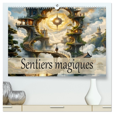 Sentiers magiques (Calendrier mural 2026 DIN A2 vertical) calendrier de bureau : Un voyage annuel à travers un monde magique et surréaliste.