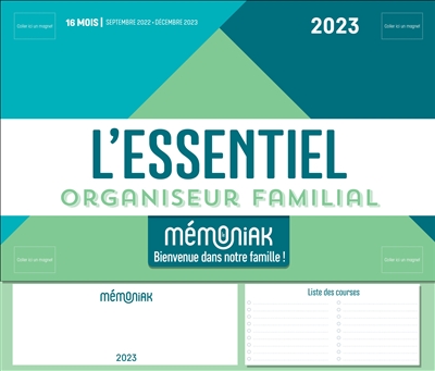 L'essentiel organiseur familial Mémoniak 2023 : 16 mois, septembre 2022 - décembre 2023