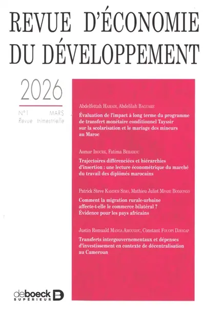 Revue d'économie du développement, n° 1 (2026) Revue d'économie du développement, n° 1 (2026)