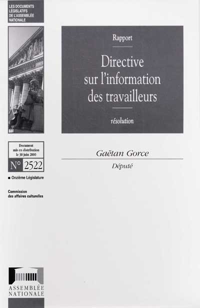 Directive sur l'information des travailleurs : rapport, résolution