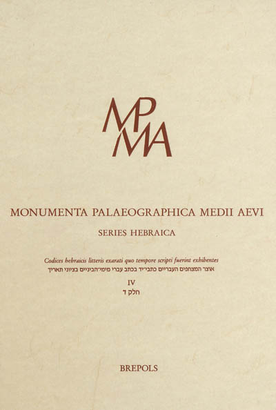 Codices hebraicis litteris exarati quo tempore scripti fuerint exhibentes. Vol. 4. de 1144 à 1200