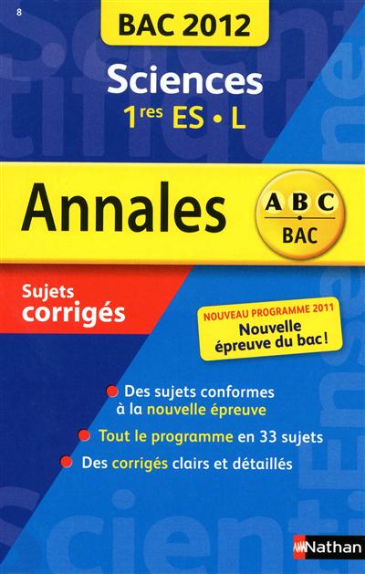 Sciences 1eres ES, L : bac...