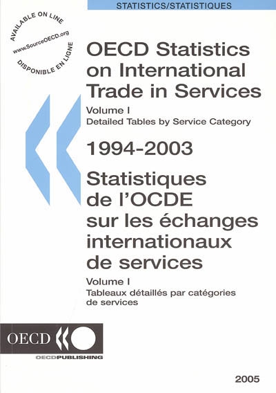 OECD statistics on international trade in services. Vol. 1. Detailed tables by service category : 1994-2003. Tableaux détaillés par catégories de services : 1994-2003. Statistiques de l'OCDE sur les échanges internationaux de services. Vol. 1. Detailed tables by service category : 1994-2003. Tableaux détaillés par catégories de services : 1994-2003