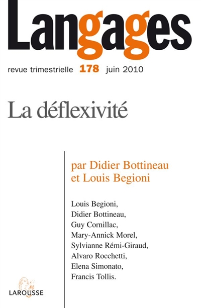 Langages, n° 178. La déflexivité