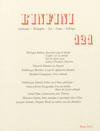 Infini (L'), n° 121