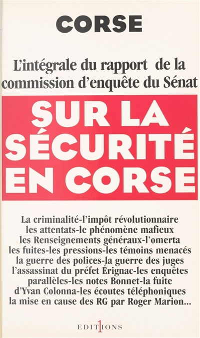 Rapport de la commission d'enquête du Sénat sur la sécurité de la Corse
